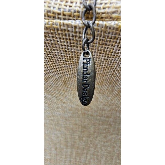 Plunder Design Antique Bronze Tri-Leaf Rhinestone Flower Statement Necklace 18"L - Picture 6 of 7